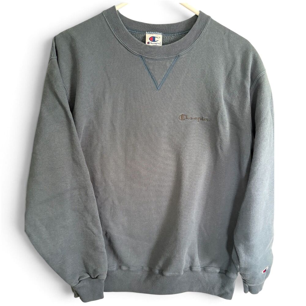 Vintage Champion V Insert Crewneck Sweatshirt – Slate Blue – Size L